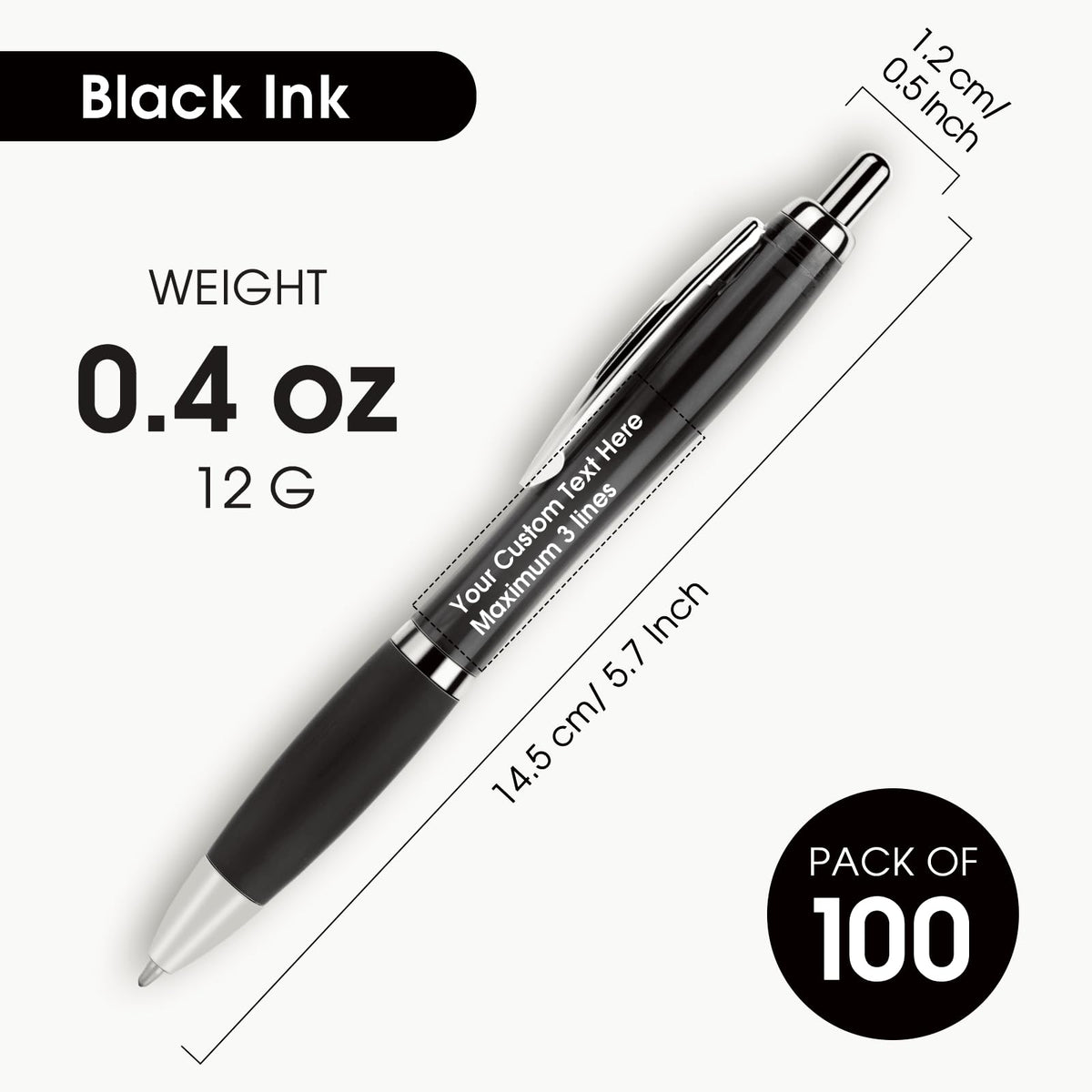 Pack of 100 Personalized Clear Pens - Custom Bulk Promotional Pens
