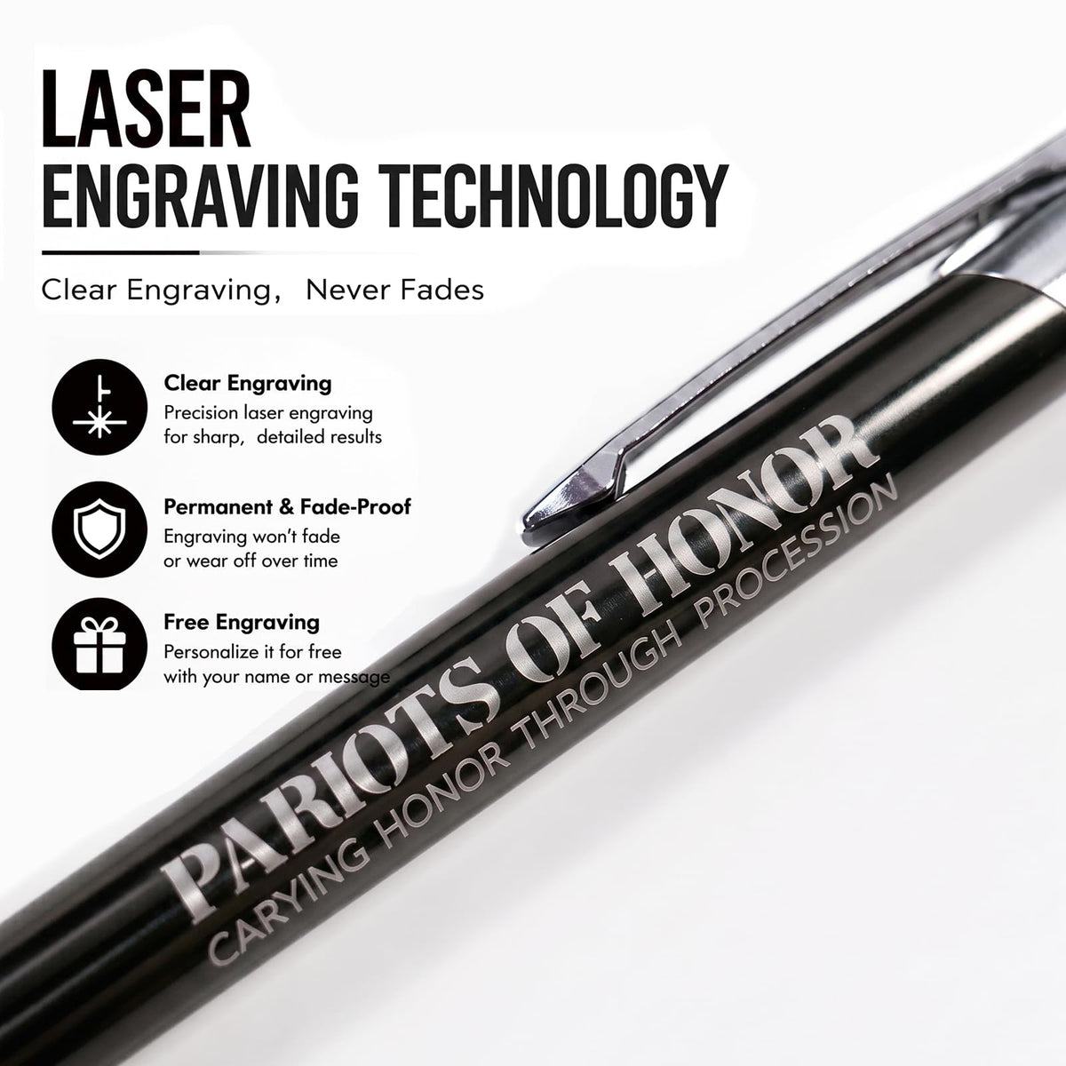 Custom Personalized Pens with Stylus, Black Ink Click Ballpoint Pens-50 PCS