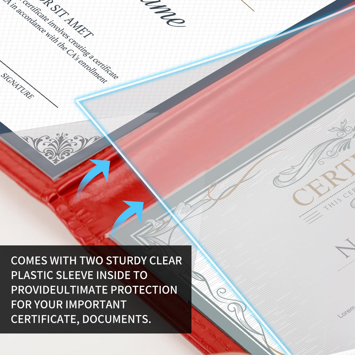 Diploma Cover 8.5 x 11, Padded Certificate Holder, Leatherette, Red