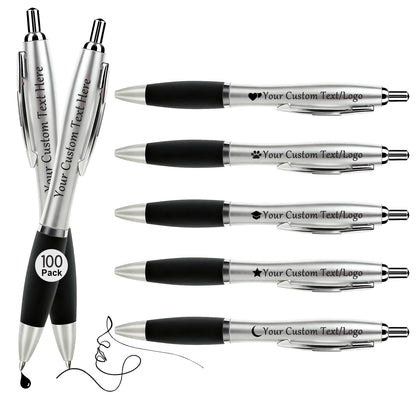 Personalized Pens with Custom Logo or Text - 100 Pack Bulk Click Pens