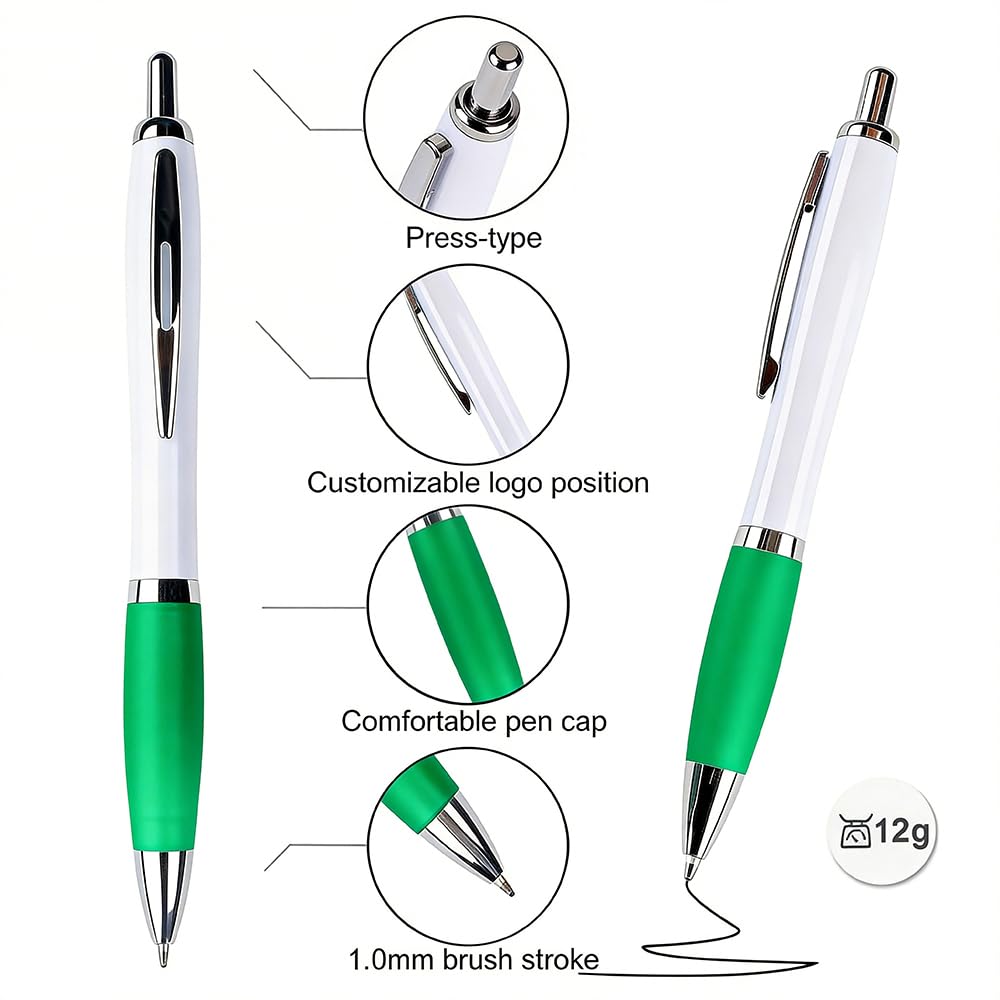 100 PCS Bulk Personalized Pens with Color Logo Custom Retractable Pens