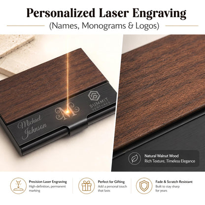 Personalized Wood Business Card Holder Custom Engraved Business Card Holder