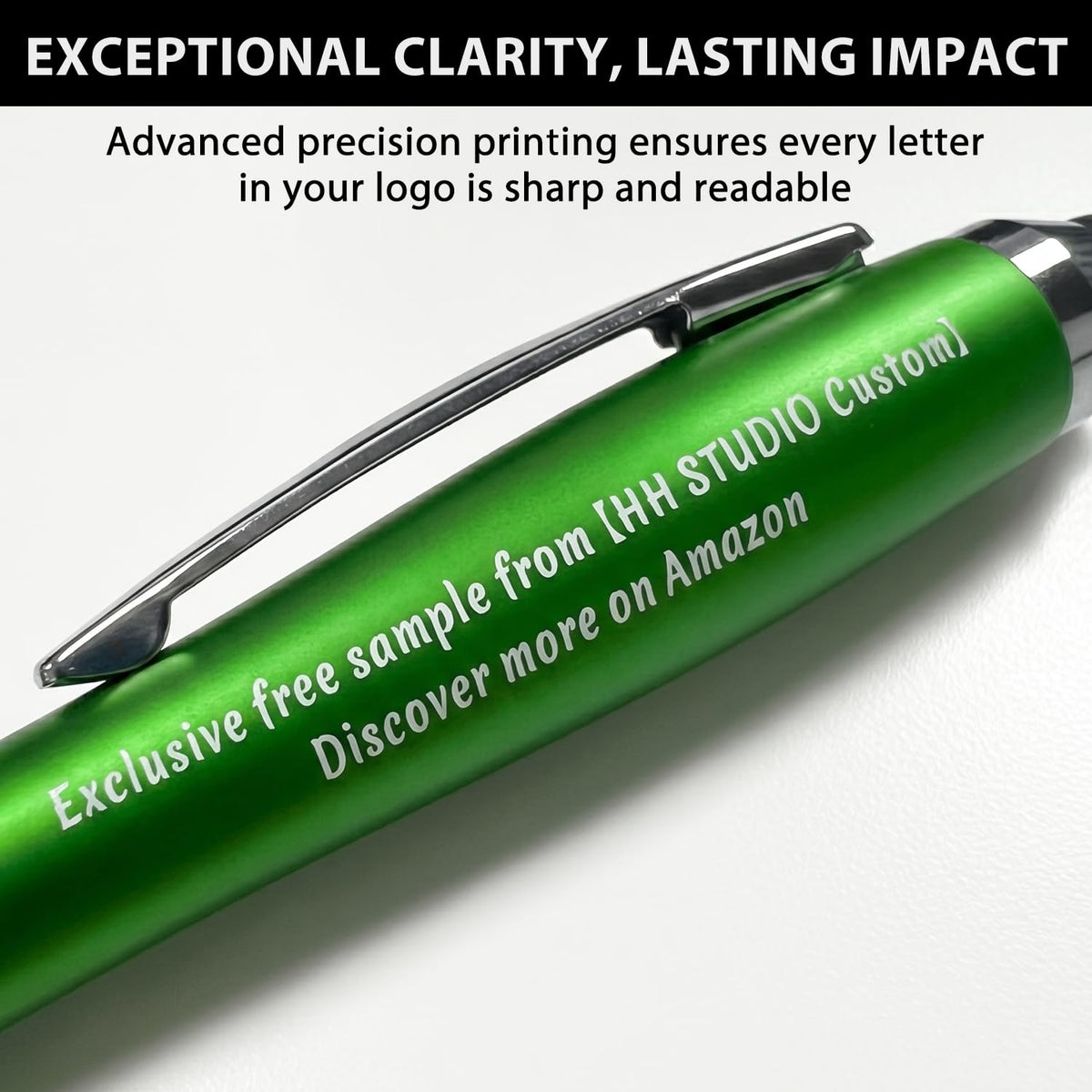 100 PC Custom Personalized Pens with Stylus, Black Ink Click Ballpoint Pens