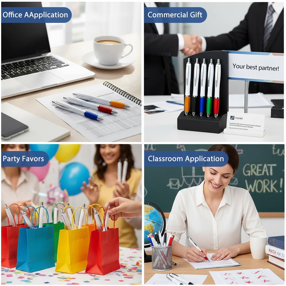 100 PCS Bulk Personalized Pens with Color Logo Custom Retractable Pens