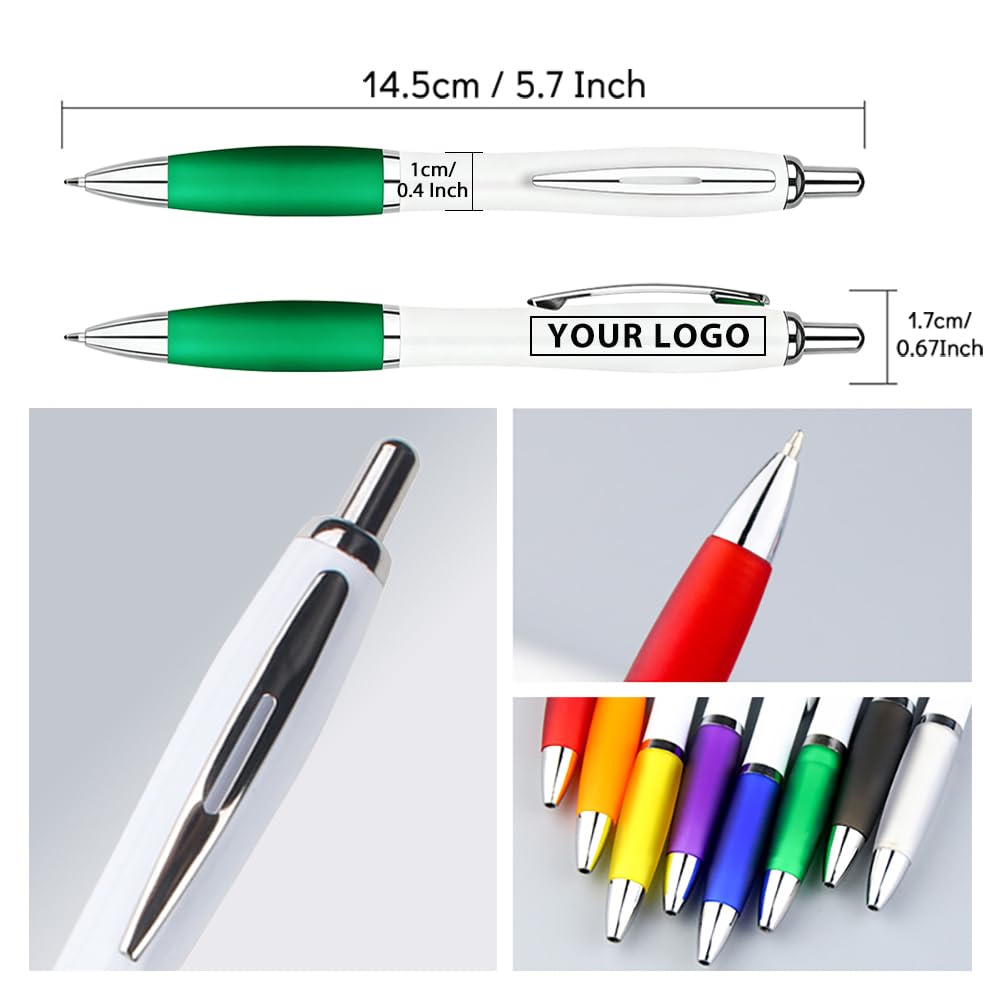 100 PCS Bulk Personalized Pens with Color Logo Custom Retractable Pens