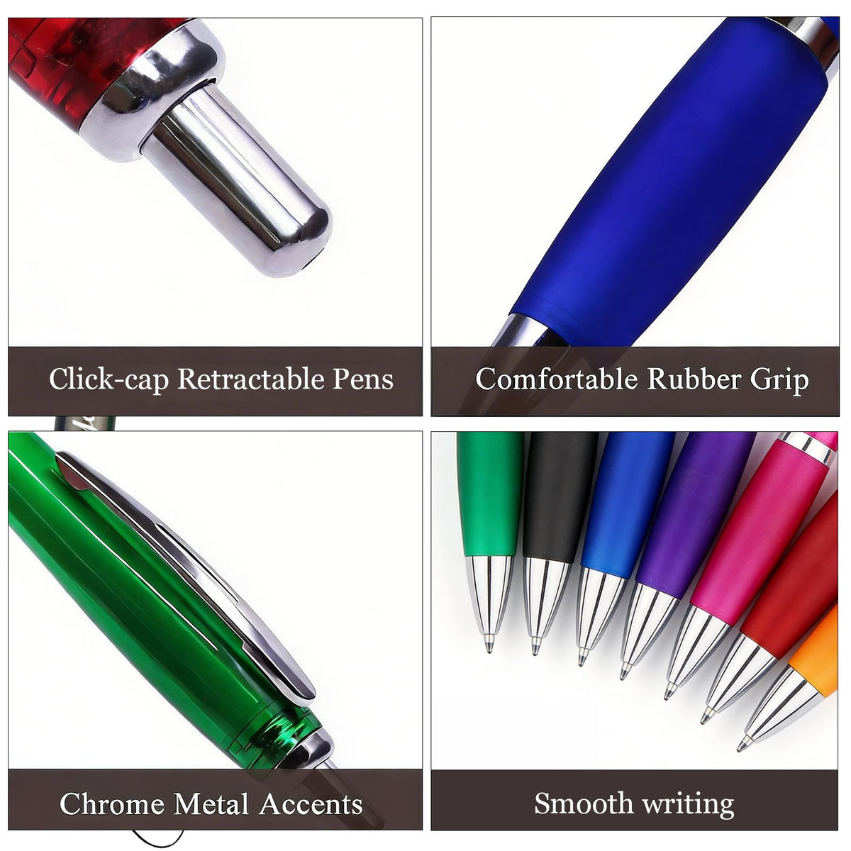 Personalized Ballpoint Pens with Custom Text - 100 Pack Bulk Promotional Items with Your Logo for Business, Events & Trade Shows - Smooth Black Ink, Retractable Office Gift