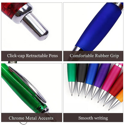 Personalized Ballpoint Pens with Custom Text - 100 Pack Bulk Promotional Items with Your Logo for Business, Events & Trade Shows - Smooth Black Ink, Retractable Office Gift