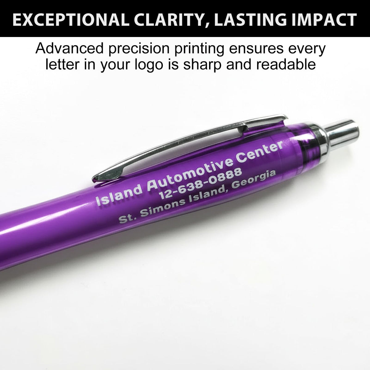 Pack of 100 Personalized Clear Pens - Custom Bulk Promotional Pens