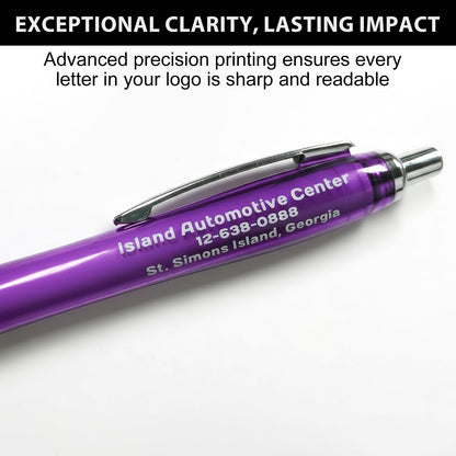 Pack of 100 Personalized Clear Pens - Custom Bulk Promotional Pens