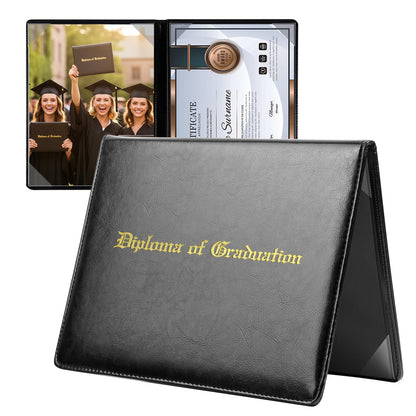 Diploma Cover 8.5 x 11, Padded Certificate Holder, Leatherette, Black