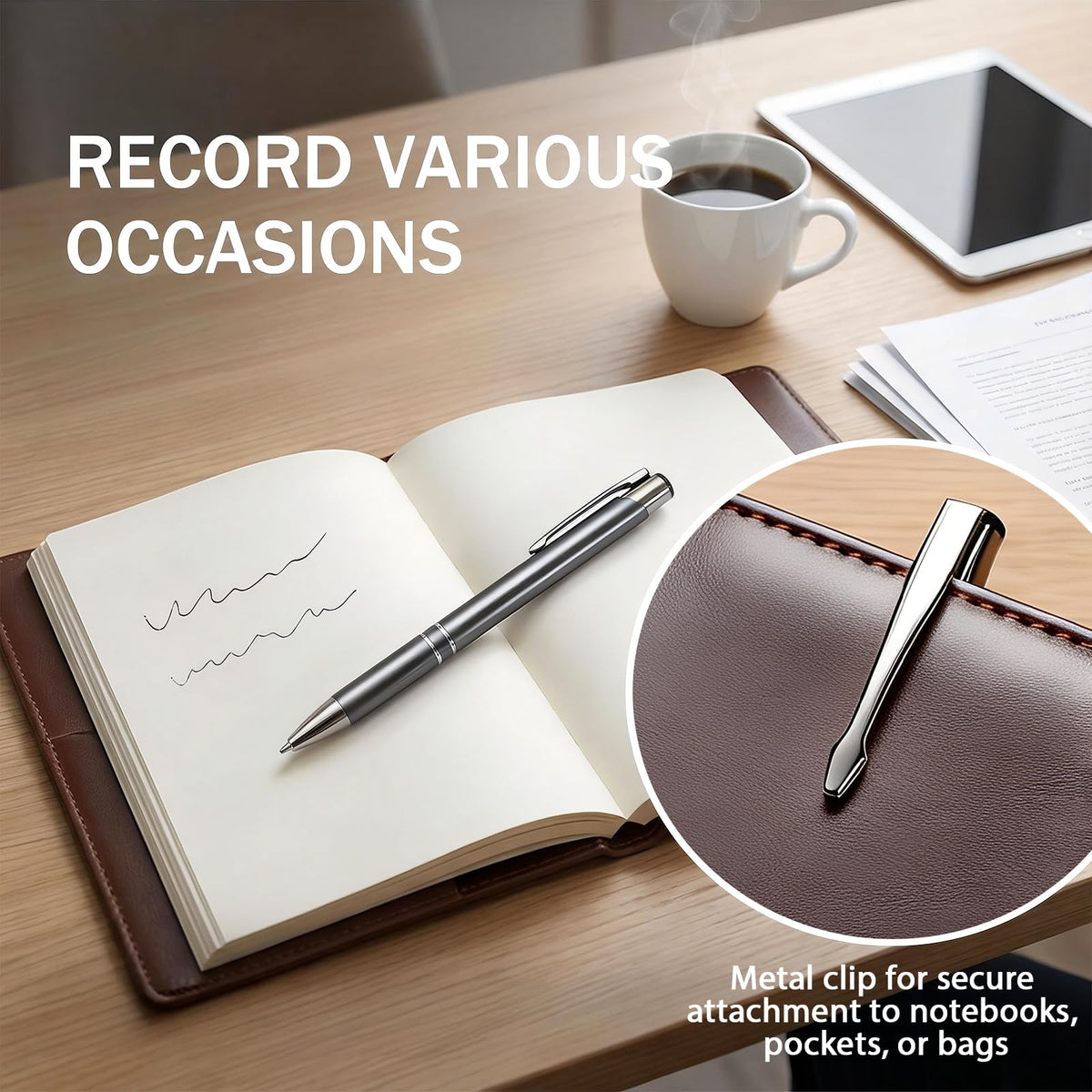 HH-STUDIO CUSTOM Metal Pen, Engraved Logo, Black Ink, Retractable-50 Pack