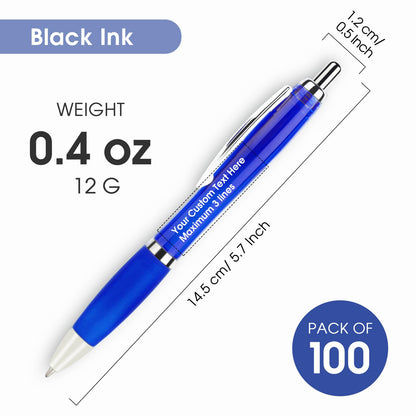 Pack of 100 Personalized Clear Pens - Custom Bulk Promotional Pens
