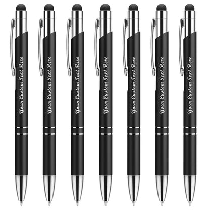 Custom Personalized Pens with Stylus, Black Ink Click Ballpoint Pens-50 PCS