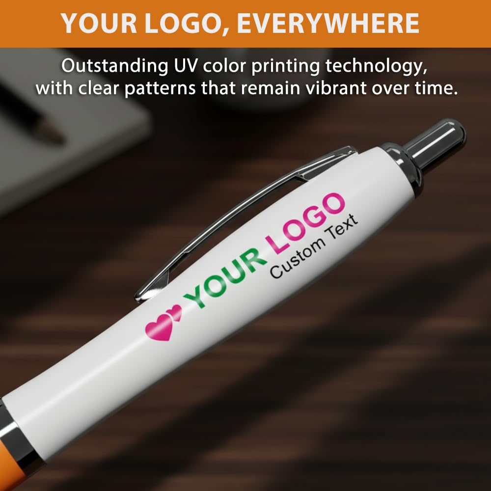 100 PCS Bulk Personalized Pens with Color Logo Custom Retractable Pens