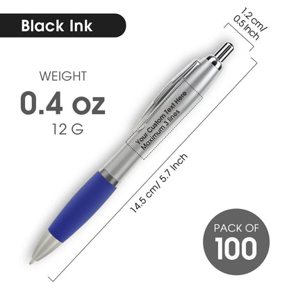Personalized Pens with Custom Logo or Text - 100 Pack Bulk Click Pens