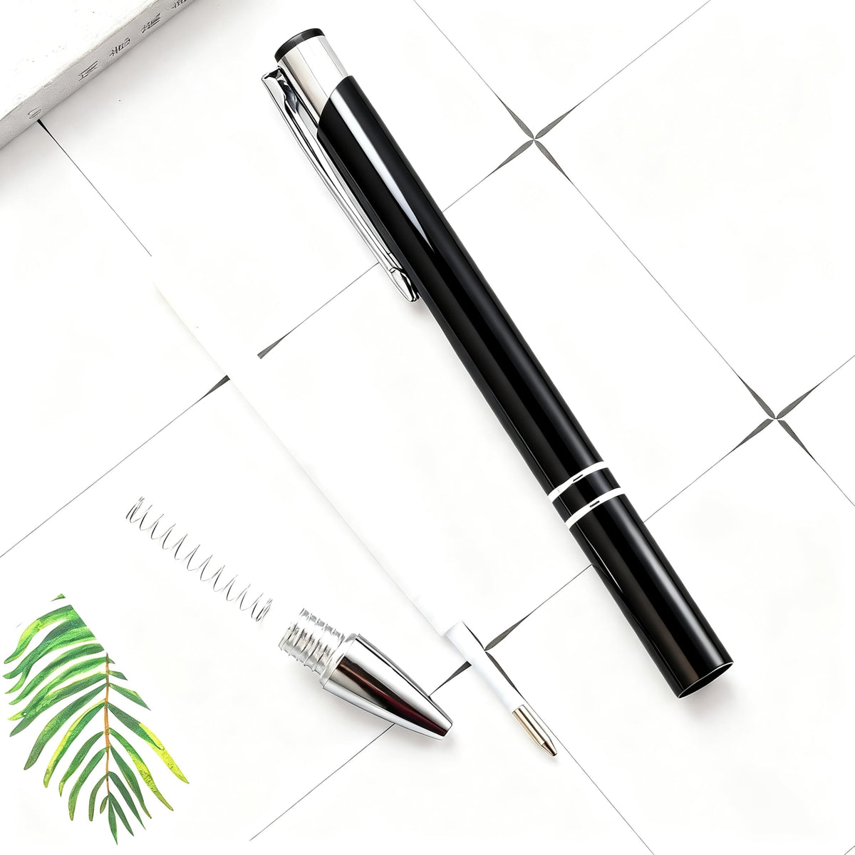 HH-STUDIO CUSTOM Metal Pen, Engraved Logo, Black Ink, Retractable-50 Pack