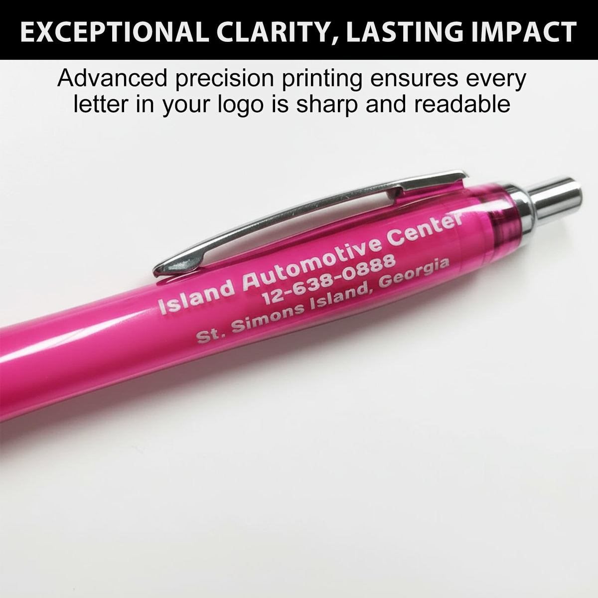 Personalized Ballpoint Pens with Custom Text - 100 Pack Bulk Promotional Items with Your Logo for Business, Events & Trade Shows - Smooth Black Ink, Retractable Office Gift