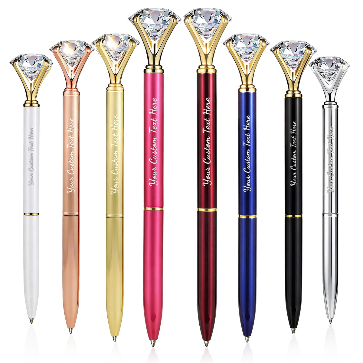 HISHER Custom Diamond Pens, 20 Pack, Bridal Shower Wedding Favor, Black Ink