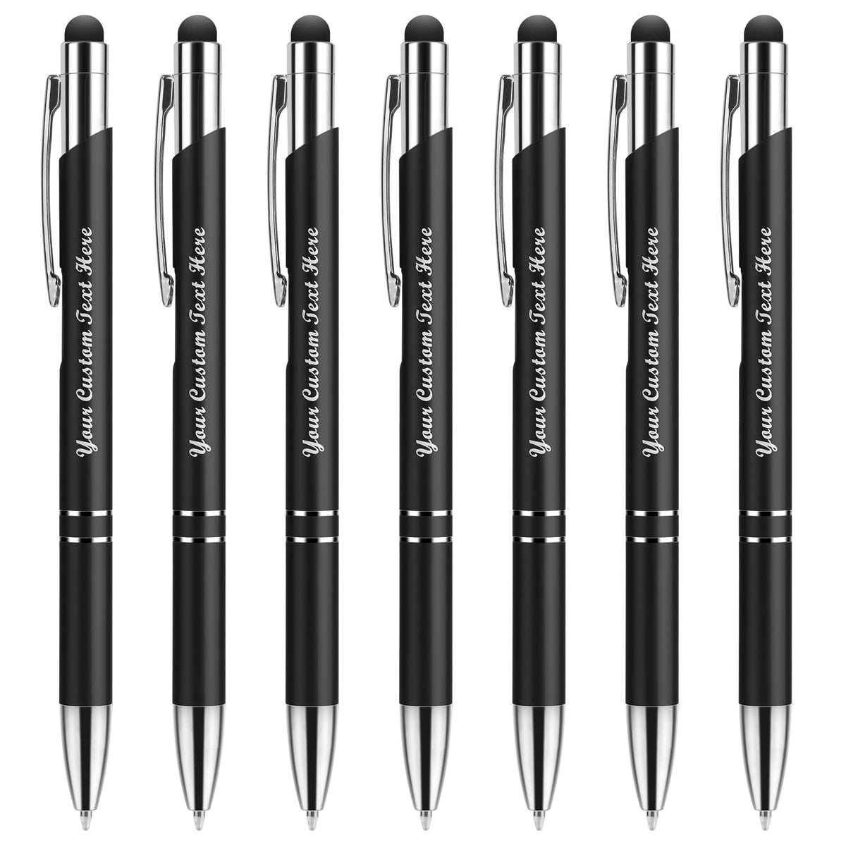 Custom Personalized Pens with Stylus, Black Ink Click Ballpoint Pens-50 PCS