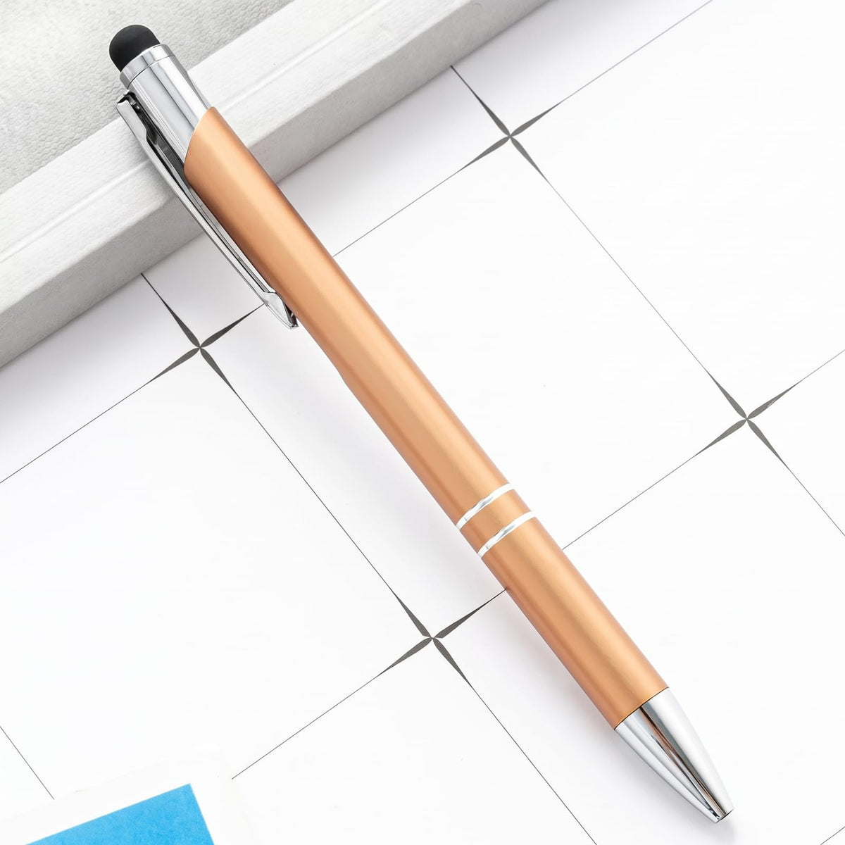 Custom Personalized Pens with Stylus, Black Ink Click Ballpoint Pens-50 PCS