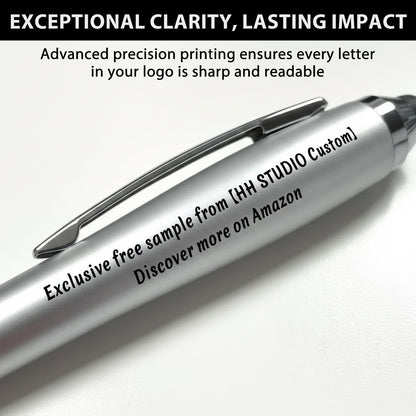 100 PC Custom Personalized Pens with Stylus, Black Ink Click Ballpoint Pens