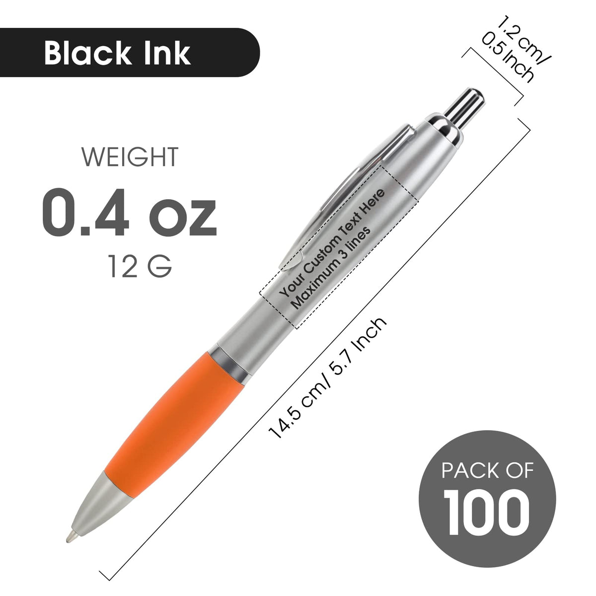 Bulk Promotional Pens with Logo for Business - 100 Counts Click Pens
