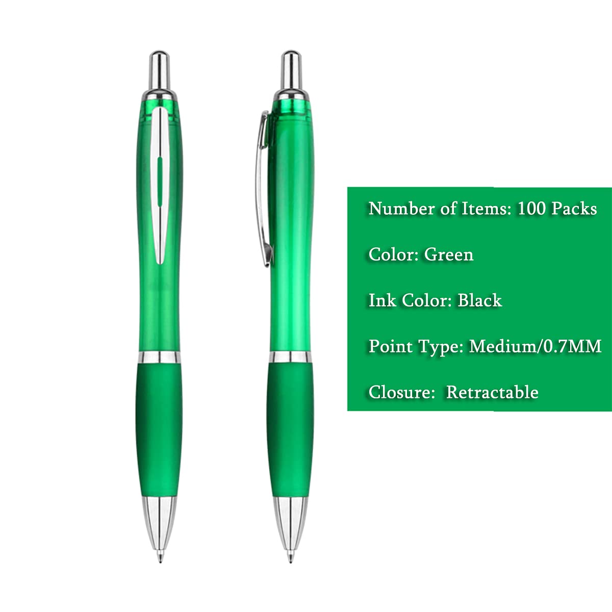 Personalized Ballpoint Pens with Custom Text - 100 Pack Bulk Promotional Items with Your Logo for Business, Events & Trade Shows - Smooth Black Ink, Retractable Office Gift
