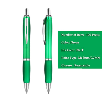 Personalized Ballpoint Pens with Custom Text - 100 Pack Bulk Promotional Items with Your Logo for Business, Events & Trade Shows - Smooth Black Ink, Retractable Office Gift
