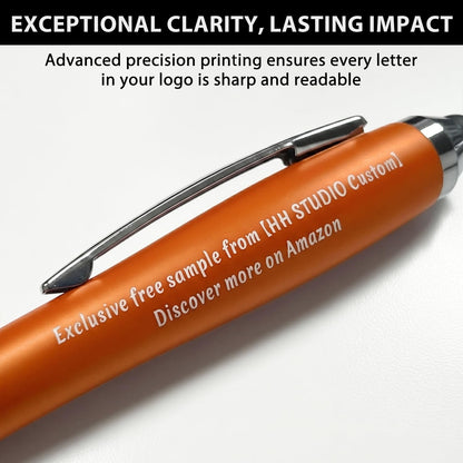 100 PC Custom Personalized Pens with Stylus, Black Ink Click Ballpoint Pens