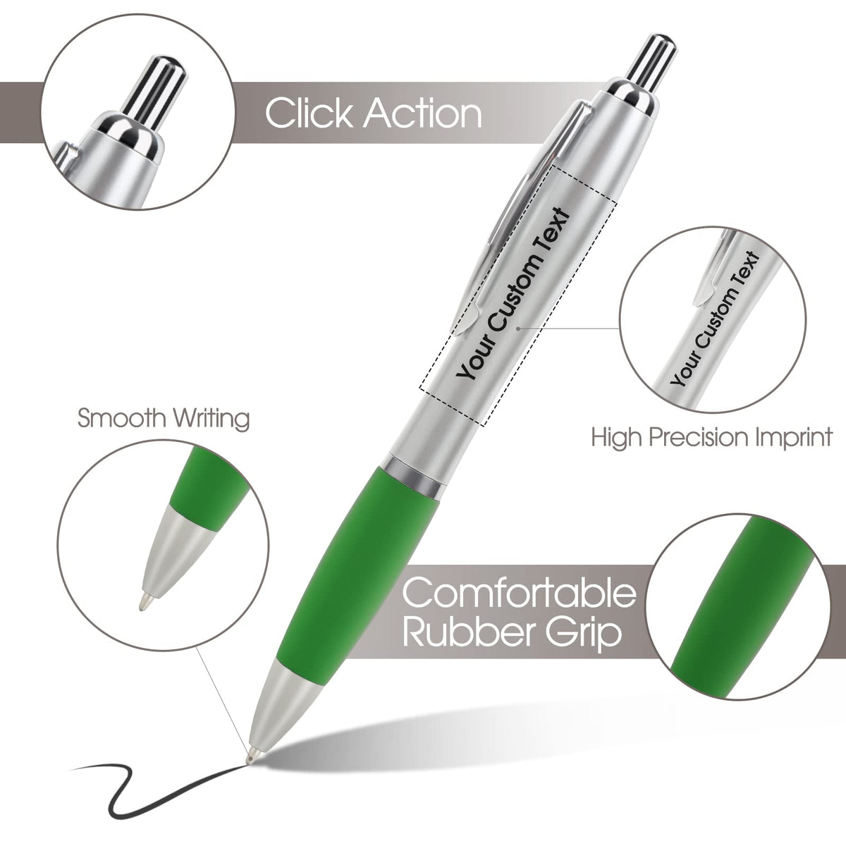 Bulk Promotional Pens with Logo for Business - 100 Counts Click Pens