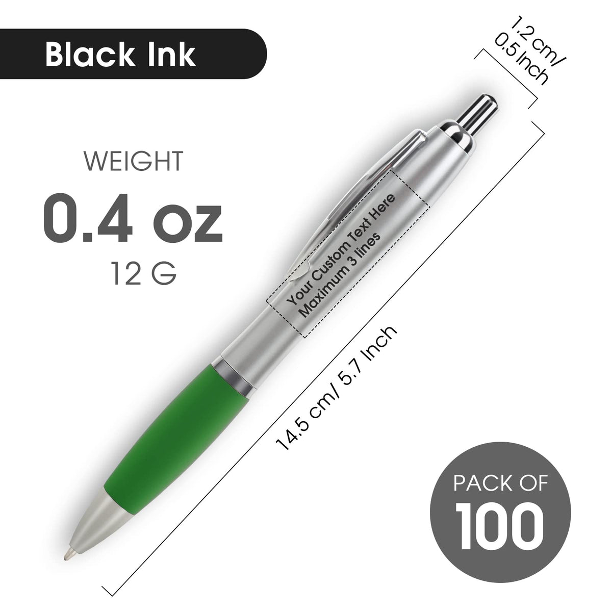 Bulk Promotional Pens with Logo for Business - 100 Counts Click Pens