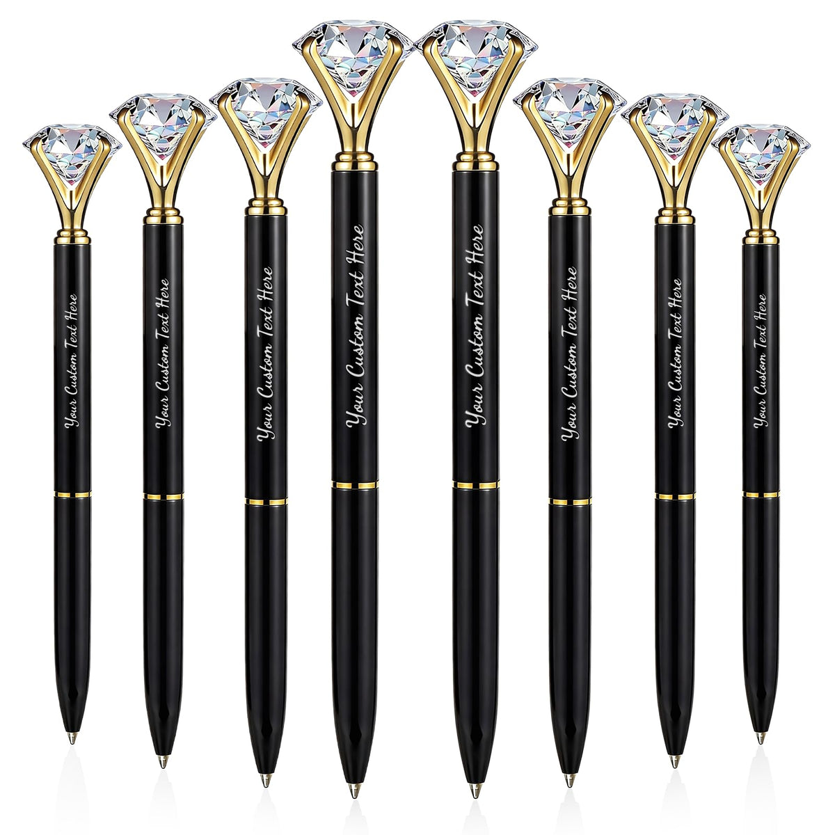 HISHER Custom Diamond Pens, 20 Pack, Bridal Shower Wedding Favor, Black Ink