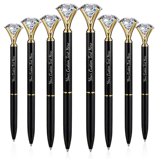 HISHER Custom Diamond Pens, 20 Pack, Bridal Shower Wedding Favor, Black Ink