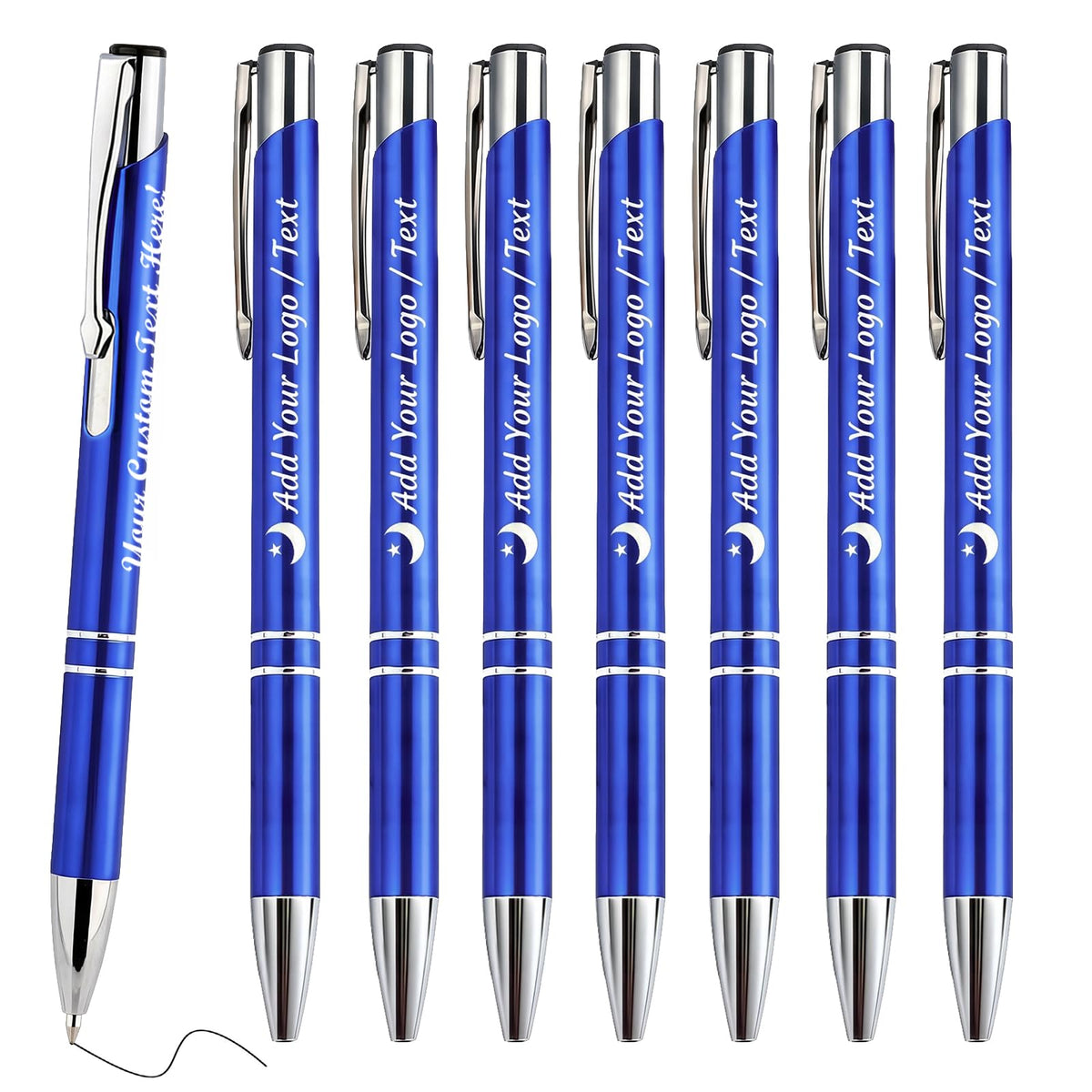 HH-STUDIO CUSTOM Metal Pen, Engraved Logo, Black Ink, Retractable-50 Pack