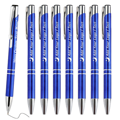 HH-STUDIO CUSTOM Metal Pen, Engraved Logo, Black Ink, Retractable-50 Pack