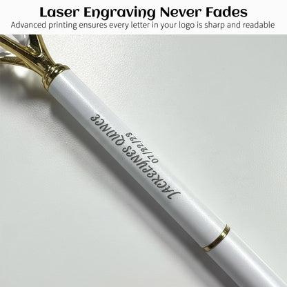 HISHER Custom Diamond Pens, 20 Pack, Bridal Shower Wedding Favor, Black Ink
