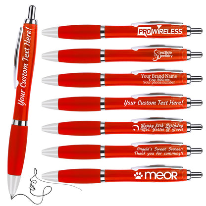 Pack of 100 Personalized Clear Pens - Custom Bulk Promotional Pens