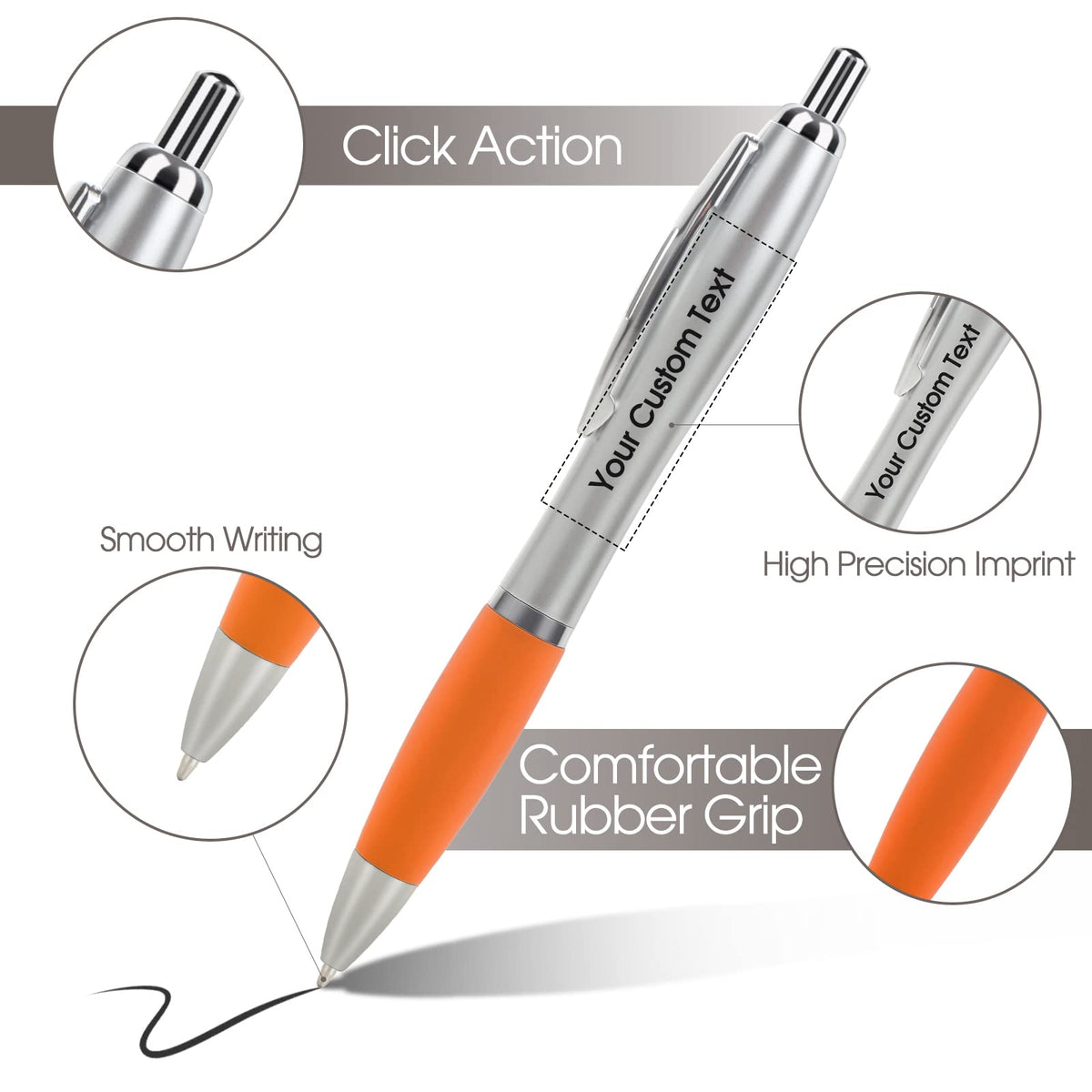 Bulk Promotional Pens with Logo for Business - 100 Counts Click Pens