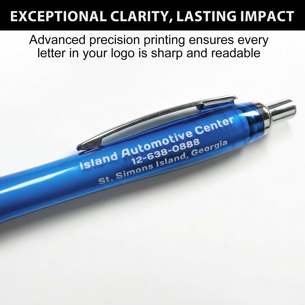 Personalized Ballpoint Pens with Custom Text - 100 Pack Bulk Promotional Items with Your Logo for Business, Events & Trade Shows - Smooth Black Ink, Retractable Office Gift