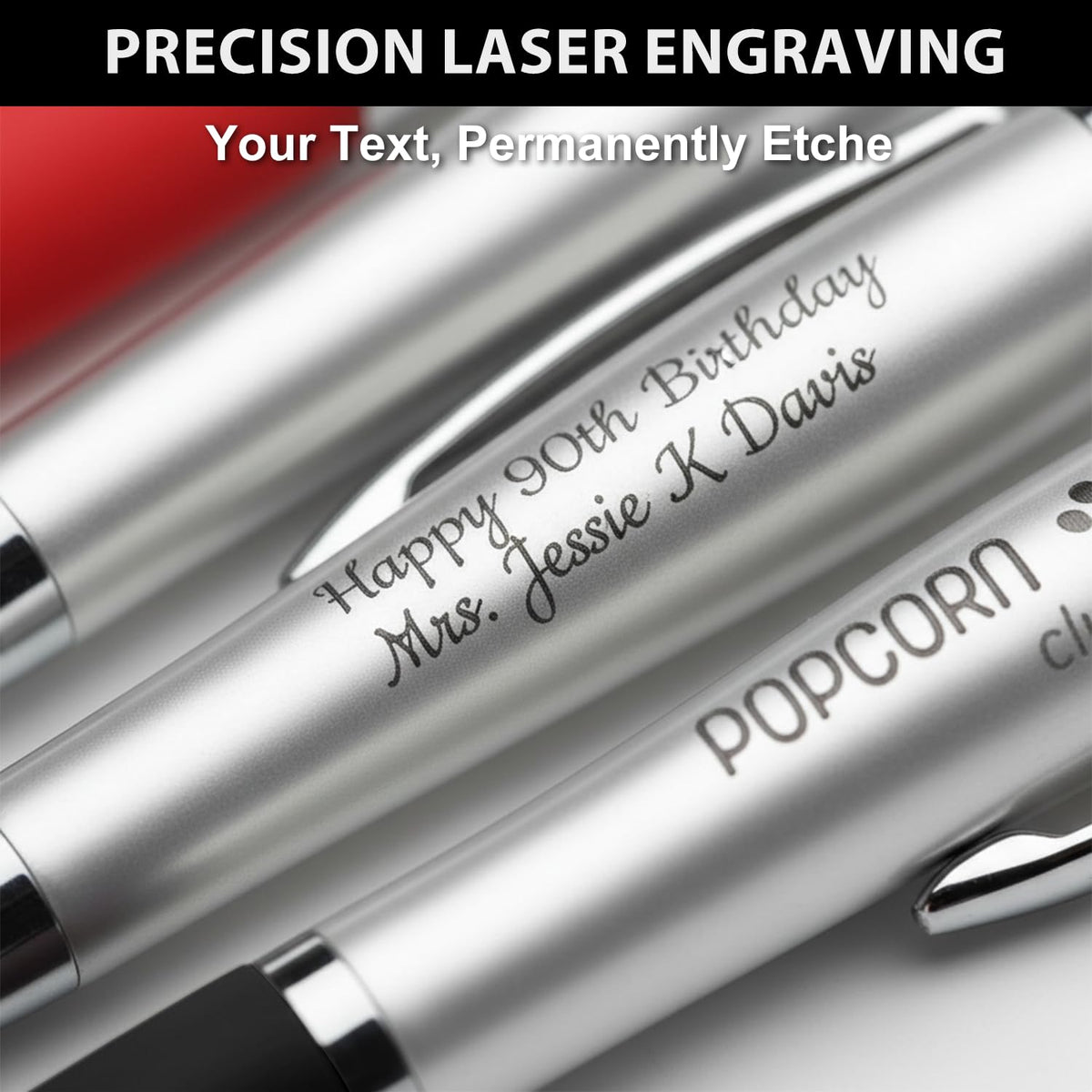 Personalized Pens with Custom Logo or Text - 100 Pack Bulk Click Pens