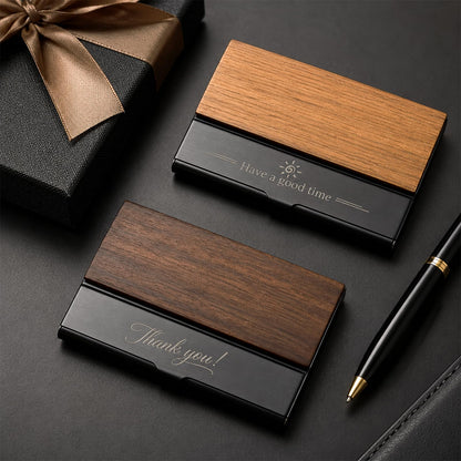 Personalized Wood Business Card Holder Custom Engraved Business Card Holder