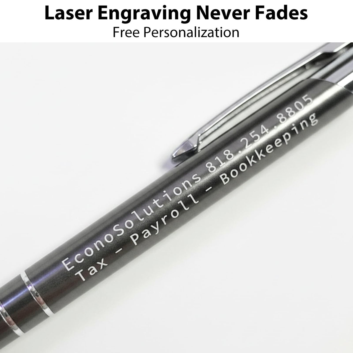 HH-STUDIO CUSTOM Metal Pen, Engraved Logo, Black Ink, Retractable-50 Pack