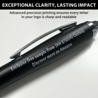 100 PC Custom Personalized Pens with Stylus, Black Ink Click Ballpoint Pens